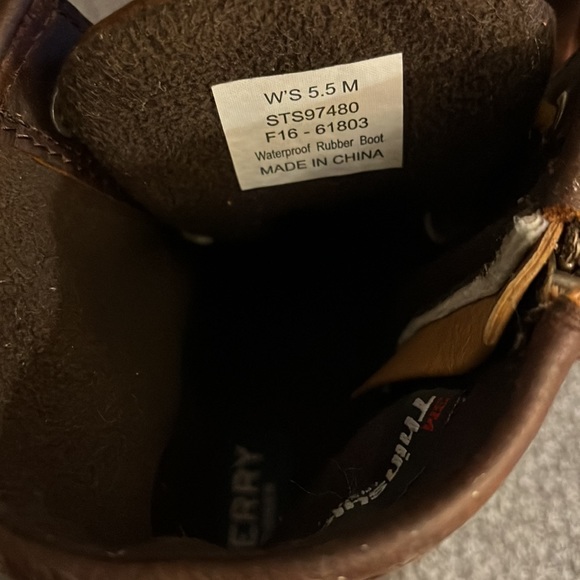 Women's size 5 1/2 Sperry Duck boots. Navy blue and brown. In great condition. - Picture 3 of 3